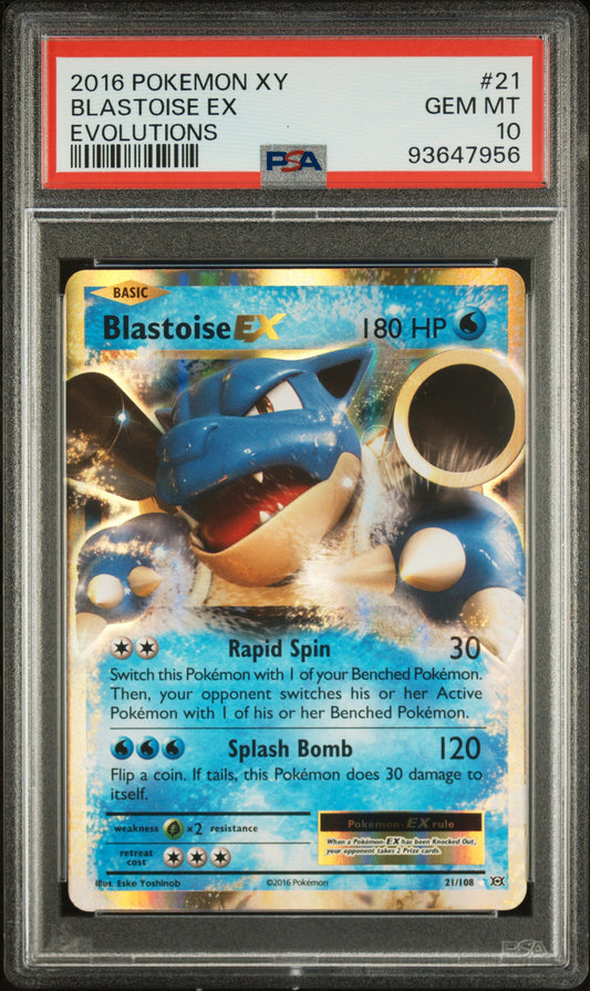 BLASTOISE EX 21/108 Common POKEMON XY EVOLUTIONS EVOLUTIONS PSA10 GEM MT 10 PSA population 1645 <a href=https://www.psacard.com/cert/93647956/psa>https://www.psacard.com/cert/93647956/psa</a>