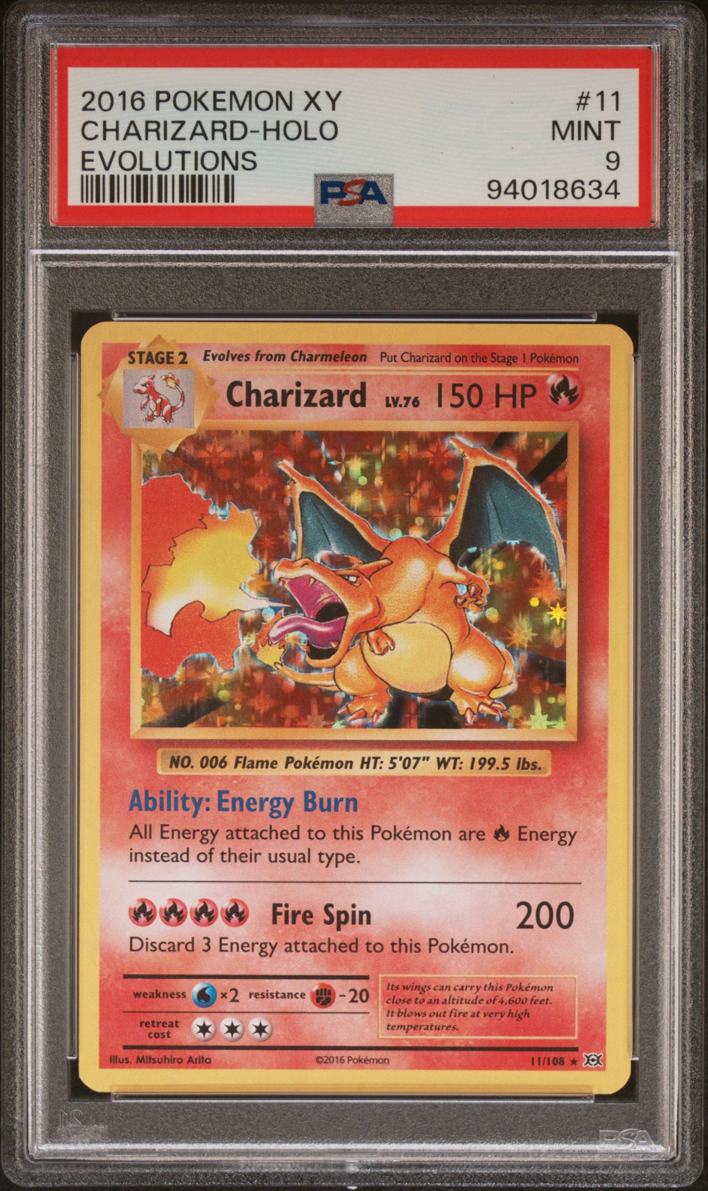 CHARIZARD-HOLO 11/108 Common POKEMON XY EVOLUTIONS EVOLUTIONS PSA9 MINT 9 PSA population 23226 <a href=https://www.psacard.com/cert/94018634/psa>https://www.psacard.com/cert/94018634/psa</a>