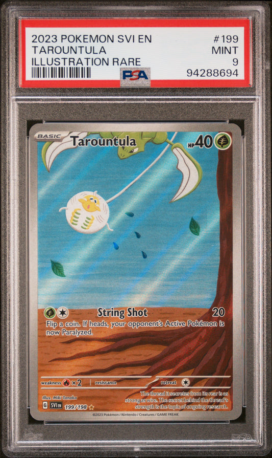 TAROUNTULA 199/198 Common POKEMON SVI EN-SCARLET & VIOLET ILLUSTRATION RARE PSA9 MINT 9 PSA population 348 <a href=https://www.psacard.com/cert/94288694/psa>https://www.psacard.com/cert/94288694/psa</a>
