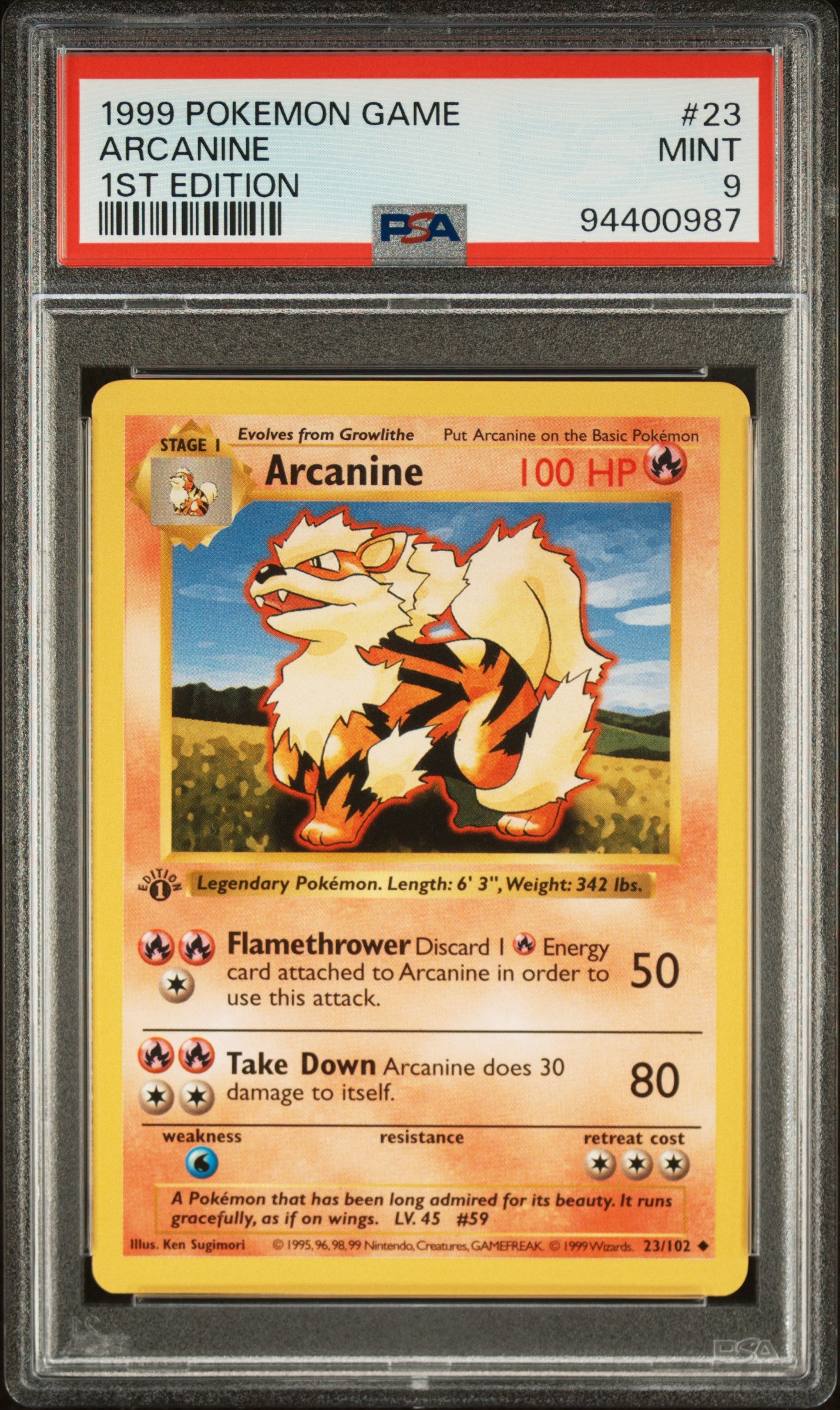 ARCANINE 23/102 [1st Edition]  POKEMON GAME 1ST EDITION PSA9 MINT 9 PSA population 679 <a href=https://www.psacard.com/cert/94400987/psa>https://www.psacard.com/cert/94400987/psa</a>