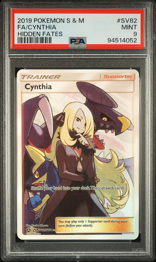 FA/CYNTHIA SV82/SV94 Common POKEMON SUN & MOON HIDDEN FATES HIDDEN FATES PSA9 MINT 9 PSA population 2173 <a href=https://www.psacard.com/cert/94514052/psa>https://www.psacard.com/cert/94514052/psa</a>