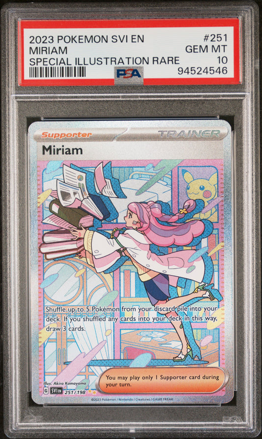 MIRIAM 251/198 Common POKEMON SVI EN-SCARLET & VIOLET SPECIAL ILLUSTRATION RARE PSA10 GEM MT 10 PSA population 5407 <a href=https://www.psacard.com/cert/94524546/psa>https://www.psacard.com/cert/94524546/psa</a>