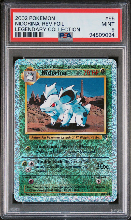 NIDORINA-REV.FOIL 55/110 [Reverse Holo] POKEMON LEGENDARY COLLECTION LEGENDARY COLLECTION PSA9 MINT 9 PSA population 172 <a href=https://www.psacard.com/cert/94809094/psa>https://www.psacard.com/cert/94809094/psa</a>