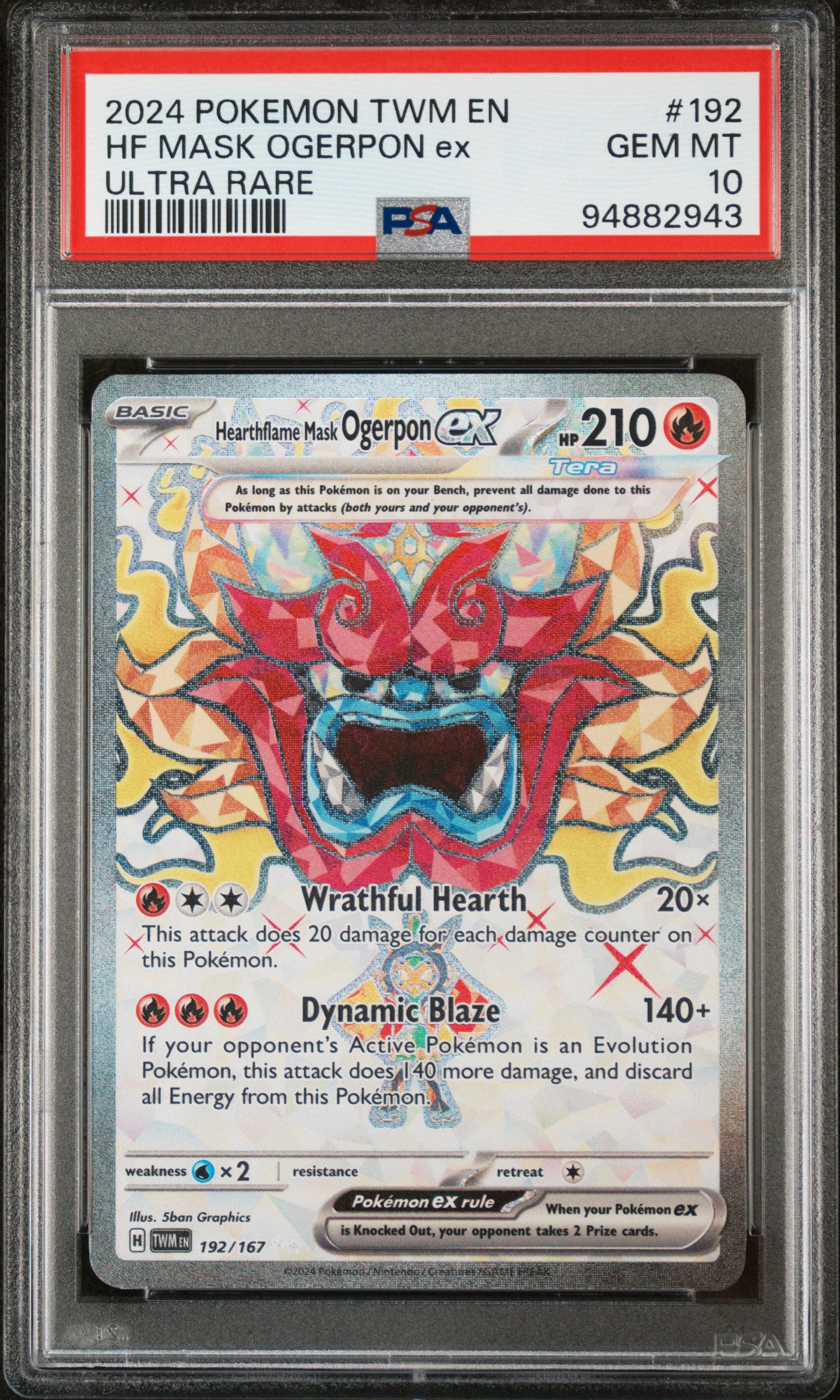 HF MASK OGERPON EX 192/167 Common POKEMON TWM EN-TWILIGHT MASQUERADE ULTRA RARE PSA10 GEM MT 10 PSA population 189 <a href=https://www.psacard.com/cert/94882943/psa>https://www.psacard.com/cert/94882943/psa</a>