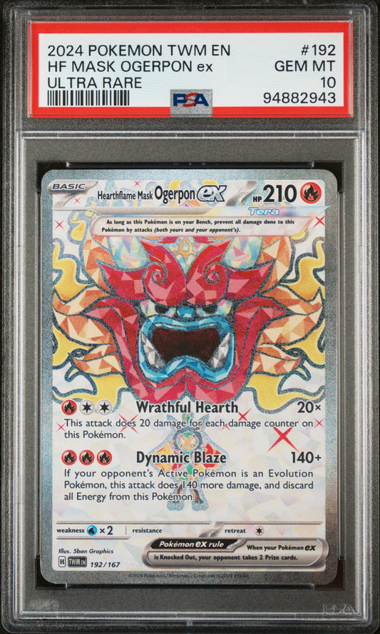 HF MASK OGERPON EX 192/167 Common POKEMON TWM EN-TWILIGHT MASQUERADE ULTRA RARE PSA10 GEM MT 10 PSA population 189 <a href=https://www.psacard.com/cert/94882943/psa>https://www.psacard.com/cert/94882943/psa</a>