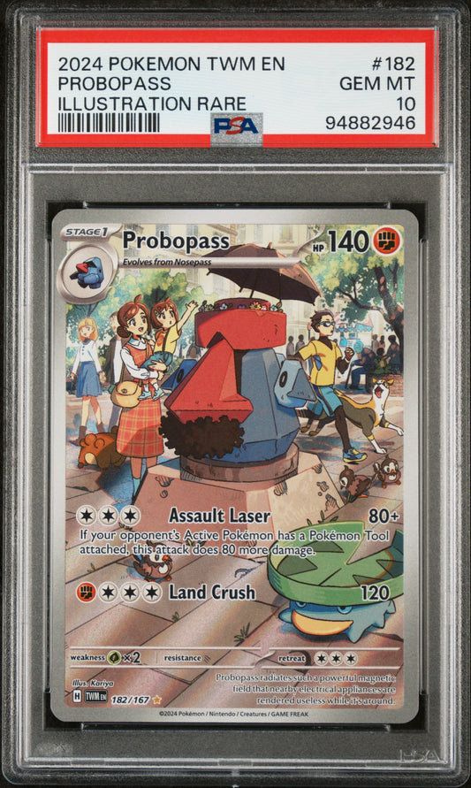 PROBOPASS 182/167 Common POKEMON TWM EN-TWILIGHT MASQUERADE ILLUSTRATION RARE PSA10 GEM MT 10 PSA population 367 <a href=https://www.psacard.com/cert/94882946/psa>https://www.psacard.com/cert/94882946/psa</a>