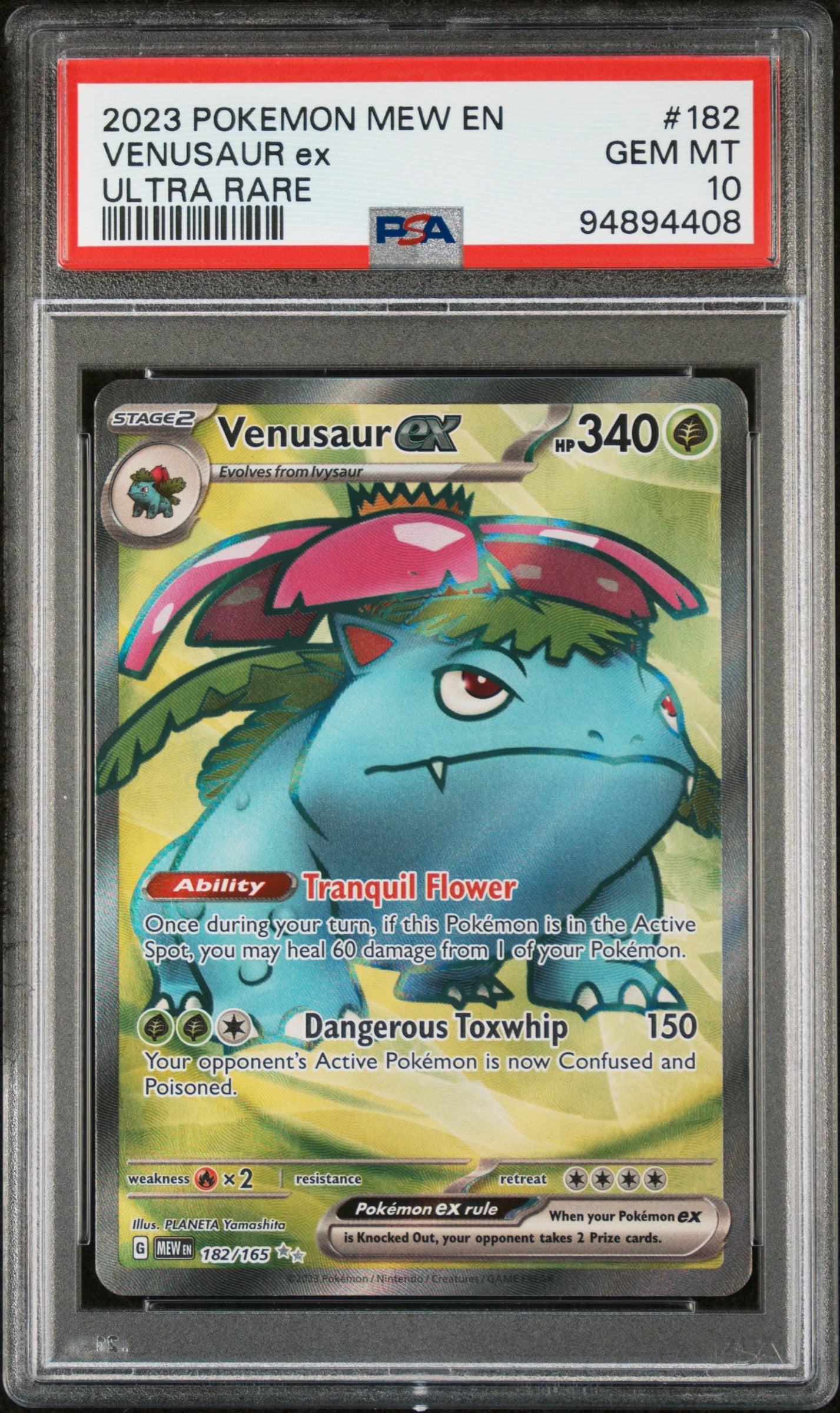 VENUSAUR EX 182/165 Common POKEMON MEW EN-151 ULTRA RARE PSA10 GEM MT 10 PSA population 2227 <a href=https://www.psacard.com/cert/94894408/psa>https://www.psacard.com/cert/94894408/psa</a>