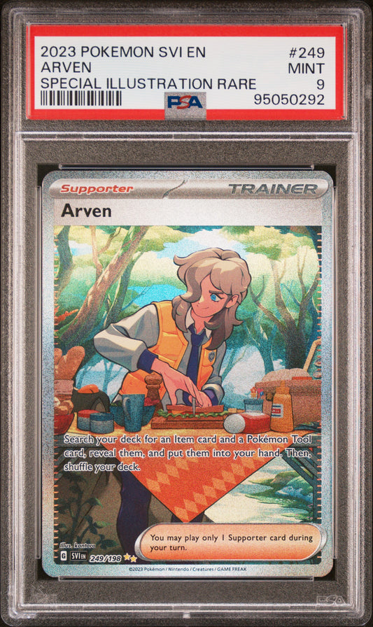 ARVEN 249/198 Common POKEMON SVI EN-SCARLET & VIOLET SPECIAL ILLUSTRATION RARE PSA9 MINT 9 PSA population 424 <a href=https://www.psacard.com/cert/95050292/psa>https://www.psacard.com/cert/95050292/psa</a>