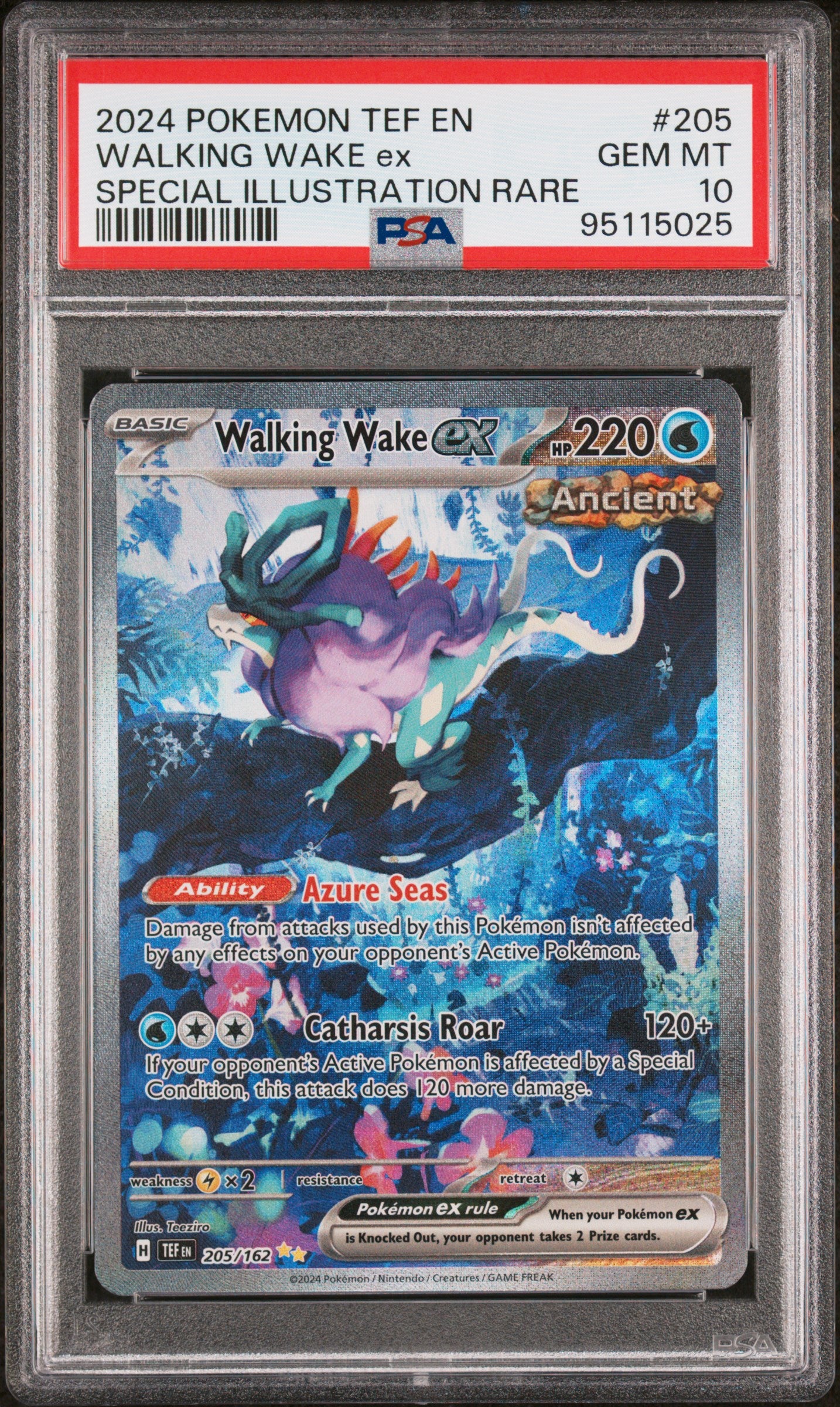 WALKING WAKE EX 205/162 Common POKEMON TEF EN-TEMPORAL FORCES SPECIAL ILLUSTRATION RARE PSA10 GEM MT 10 PSA population 2248 <a href=https://www.psacard.com/cert/95115025/psa>https://www.psacard.com/cert/95115025/psa</a>