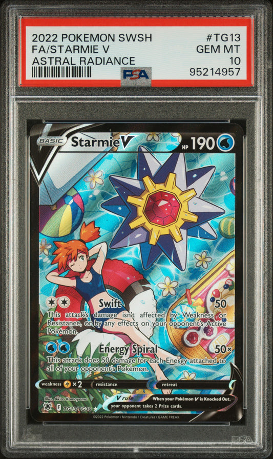 FA/STARMIE V TG13/TG30 Common POKEMON SWORD & SHIELD ASTRAL RADIANCE ASTRAL RADIANCE PSA10 GEM MT 10 PSA population 7593 <a href=https://www.psacard.com/cert/95214957/psa>https://www.psacard.com/cert/95214957/psa</a>