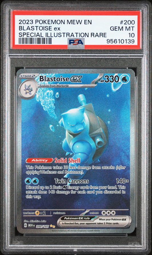 BLASTOISE EX 200/165 Common POKEMON MEW EN-151 SPECIAL ILLUSTRATION RARE PSA10 GEM MT 10 PSA population 14298 <a href=https://www.psacard.com/cert/95610139/psa>https://www.psacard.com/cert/95610139/psa</a>