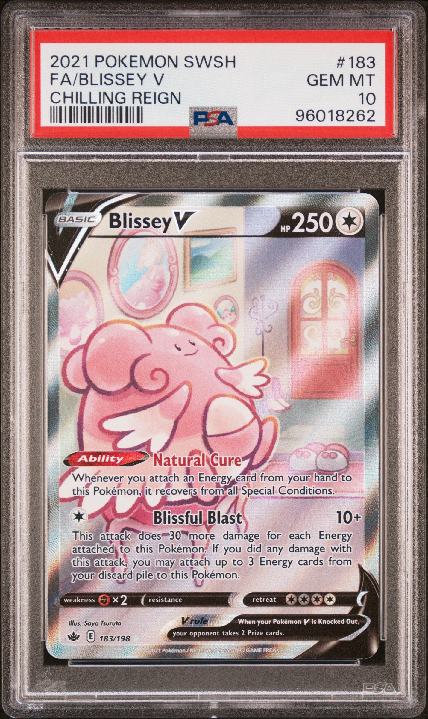 FA/BLISSEY V 183/198 Common POKEMON SWORD & SHIELD CHILLING REIGN CHILLING REIGN PSA10 GEM MT 10 PSA population 1489 <a href=https://www.psacard.com/cert/96018262/psa>https://www.psacard.com/cert/96018262/psa</a>