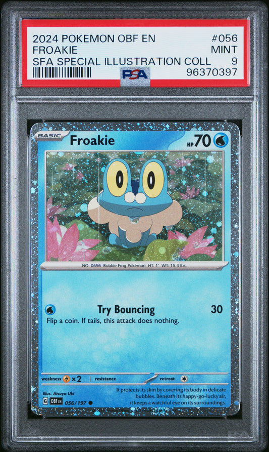 FROAKIE 56/197 [Cosmos Holo] POKEMON OBF EN-OBSIDIAN FLAMES SFA SPECIAL ILLUSTRATION COLL PSA9 MINT 9 PSA population 104 <a href=https://www.psacard.com/cert/96370397/psa>https://www.psacard.com/cert/96370397/psa</a>