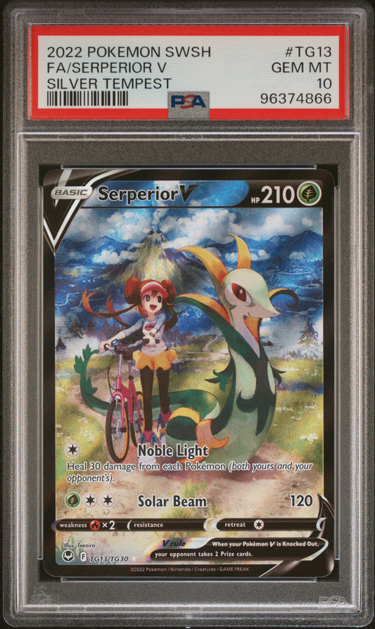 FA/SERPERIOR V TG13/TG30 Common POKEMON SWORD & SHIELD SILVER TEMPEST SILVER TEMPEST PSA10 GEM MT 10 PSA population 1576 <a href=https://www.psacard.com/cert/96374866/psa>https://www.psacard.com/cert/96374866/psa</a>