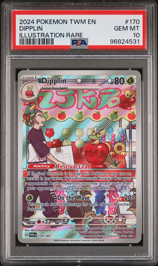 DIPPLIN 170/167 Common POKEMON TWM EN-TWILIGHT MASQUERADE ILLUSTRATION RARE PSA10 GEM MT 10 PSA population 616 <a href=https://www.psacard.com/cert/96824531/psa>https://www.psacard.com/cert/96824531/psa</a>