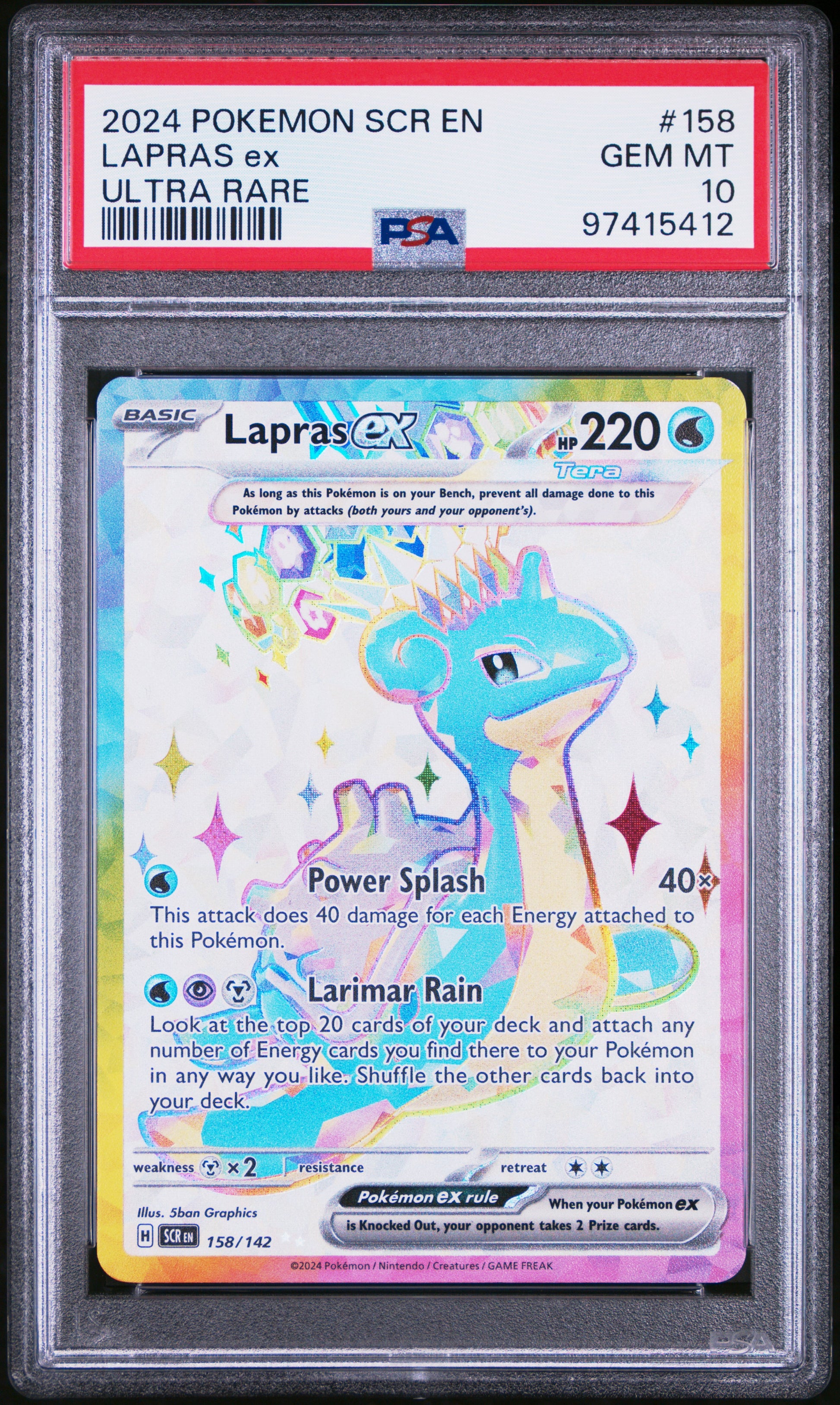 LAPRAS EX 158/142 Common POKEMON SCR EN-STELLAR CROWN ULTRA RARE PSA10 GEM MT 10 PSA population 1631 <a href=https://www.psacard.com/cert/97415412/psa>https://www.psacard.com/cert/97415412/psa</a>