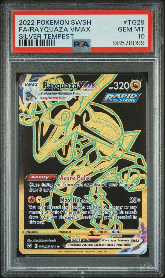 FA/RAYQUAZA VMAX TG29/TG30 Common POKEMON SWORD & SHIELD SILVER TEMPEST SILVER TEMPEST PSA10 GEM MT 10 PSA population 5996 <a href=https://www.psacard.com/cert/98578099/psa>https://www.psacard.com/cert/98578099/psa</a>