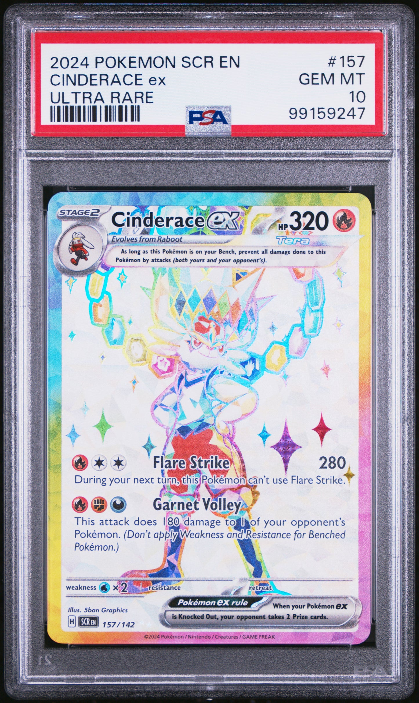 CINDERACE EX 157/142 Common POKEMON SCR EN-STELLAR CROWN ULTRA RARE PSA10 GEM MT 10 PSA population 898 <a href=https://www.psacard.com/cert/99159247/psa>https://www.psacard.com/cert/99159247/psa</a>