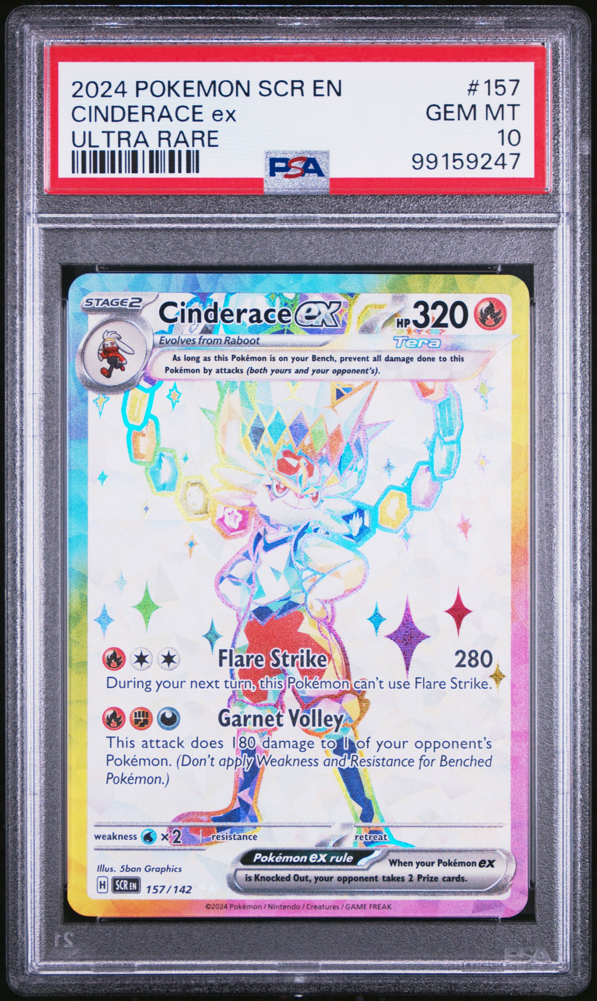 CINDERACE EX 157/142 Common POKEMON SCR EN-STELLAR CROWN ULTRA RARE PSA10 GEM MT 10 PSA population 898 <a href=https://www.psacard.com/cert/99159247/psa>https://www.psacard.com/cert/99159247/psa</a>